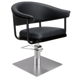 Sillon de Peluqueria Lyra Negra Base Cuadrada Cromada