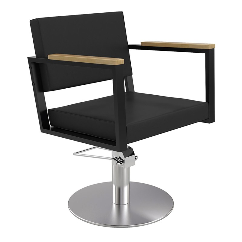 Sillon Peluqueria OCEAN Negro Base Redonda Cromada