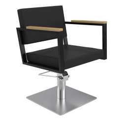 Sillon Peluqueria OCEAN Negro Base Cuadrada Cromada