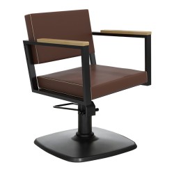 Sillon Peluqueria OCEAN Marron Base Cuadrada Negra Relieve