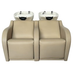 Lavacabezas Peluqueria Doble WISP Beige Ceramica Blanca