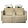 Lavacabezas Peluqueria Doble WISP Beige Ceramica Blanca