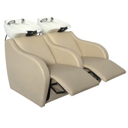 Lavacabezas Peluqueria Doble WISP Beige Ceramica Blanca