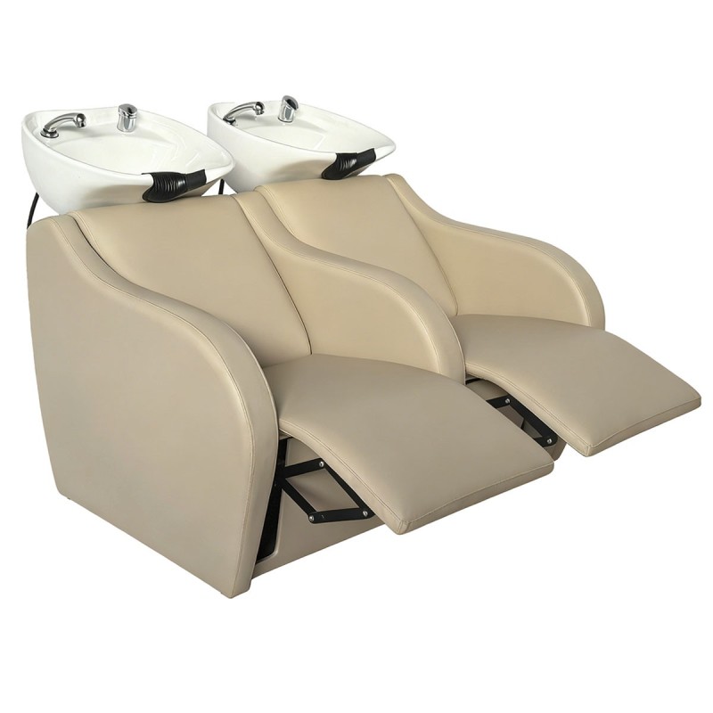 Lavacabezas Peluqueria Doble WISP Beige Ceramica Blanca