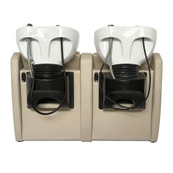 Lavacabezas Peluqueria Doble WISP Beige Ceramica Blanca