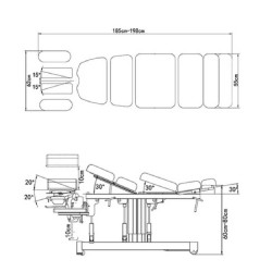 Marquesa Elétrica para Tratamento Quiroprático 4 Secções APPA Cinza