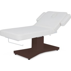 Camilla Masaje Spa Electrica GOID Blanca Base Madera Oscura